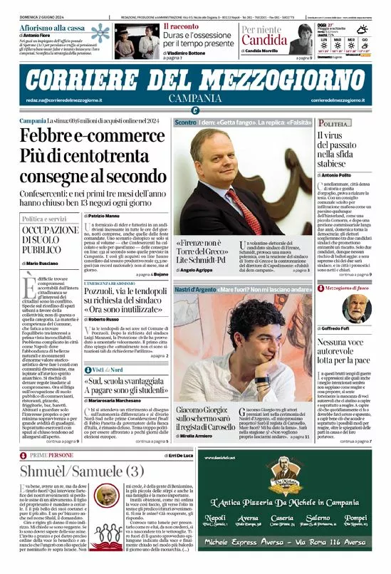 Prima-pagina-corriere del mezzogiorno-del-2024-06-02